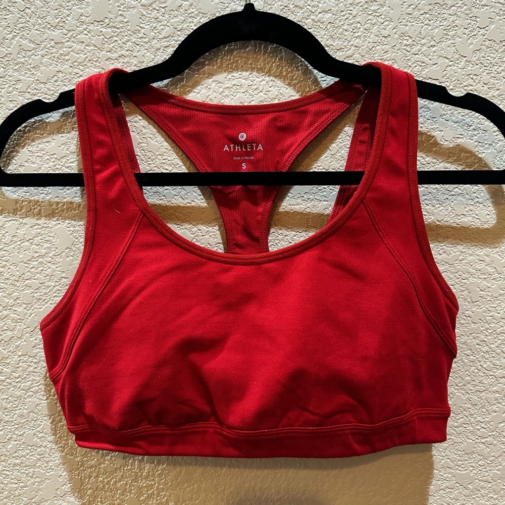 Athleta Double Dare Rcerback Sports Bra, Size Small, Res